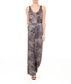 Zoya | Grey leopard wide leg pants