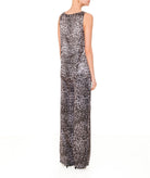 Zoya | Grey leopard wide leg pants