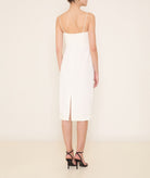 Costarellos | Ivory crepe bead-embellished Cariana dress