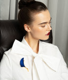 Katerina Makriyianni | Blue Iris silk brooch - gold plated