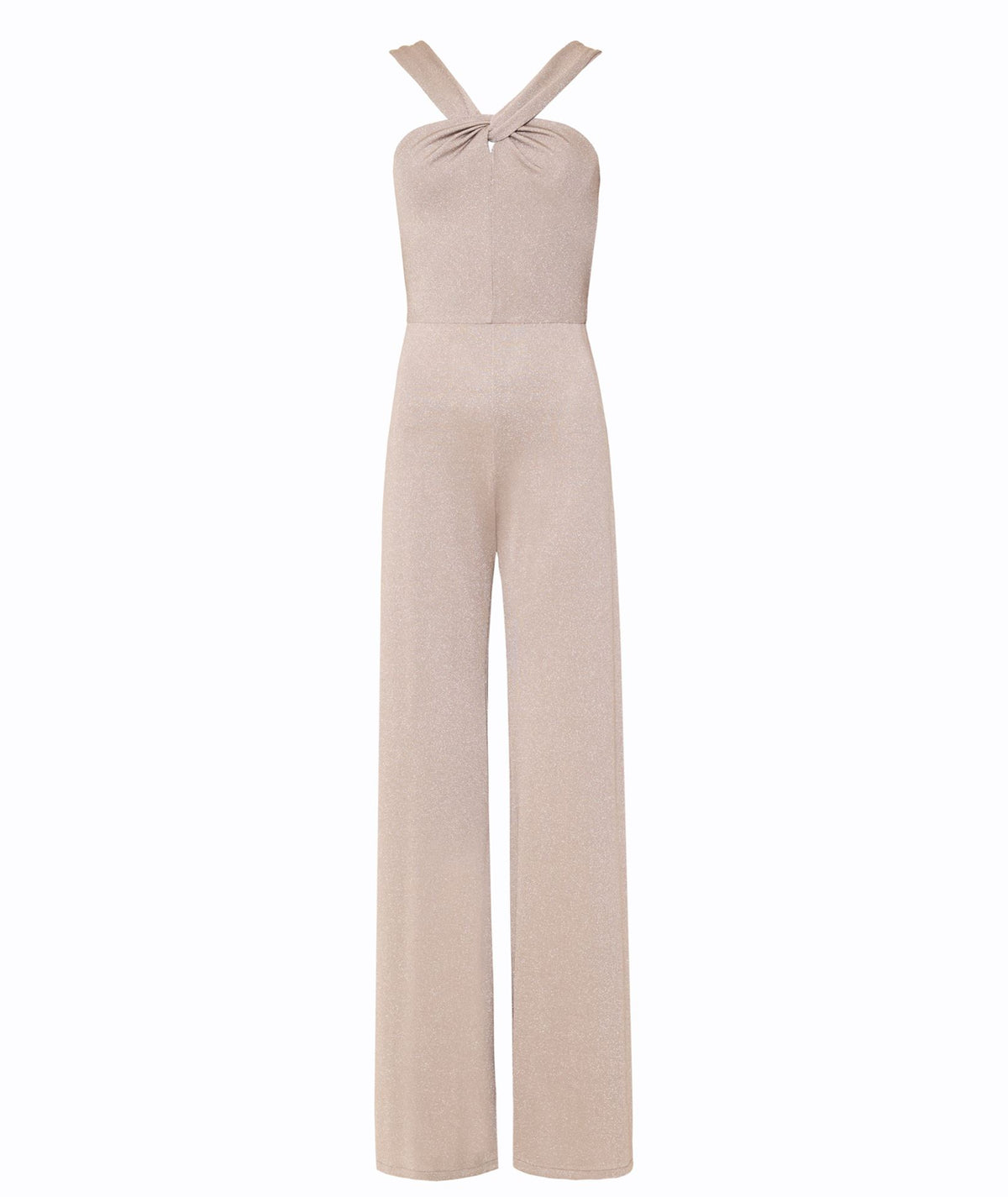 Nadia Rapti | Beige silver Grand Finale halter jumpsuit