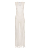 Ancient Kallos | White cotton crochet Ivy sleeveless dress with tassels