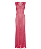 Ancient Kallos | Red cotton crochet Ivy sleeveless dress with tassels
