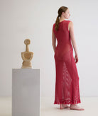 Ancient Kallos | Red cotton crochet Ivy sleeveless dress with tassels