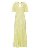 Pearl & Caviar | Lime cotton silk jacquard Finikas open back maxi dress