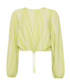 Pearl & Caviar | Lime cotton silk jacquard Finikas cropped blouse
