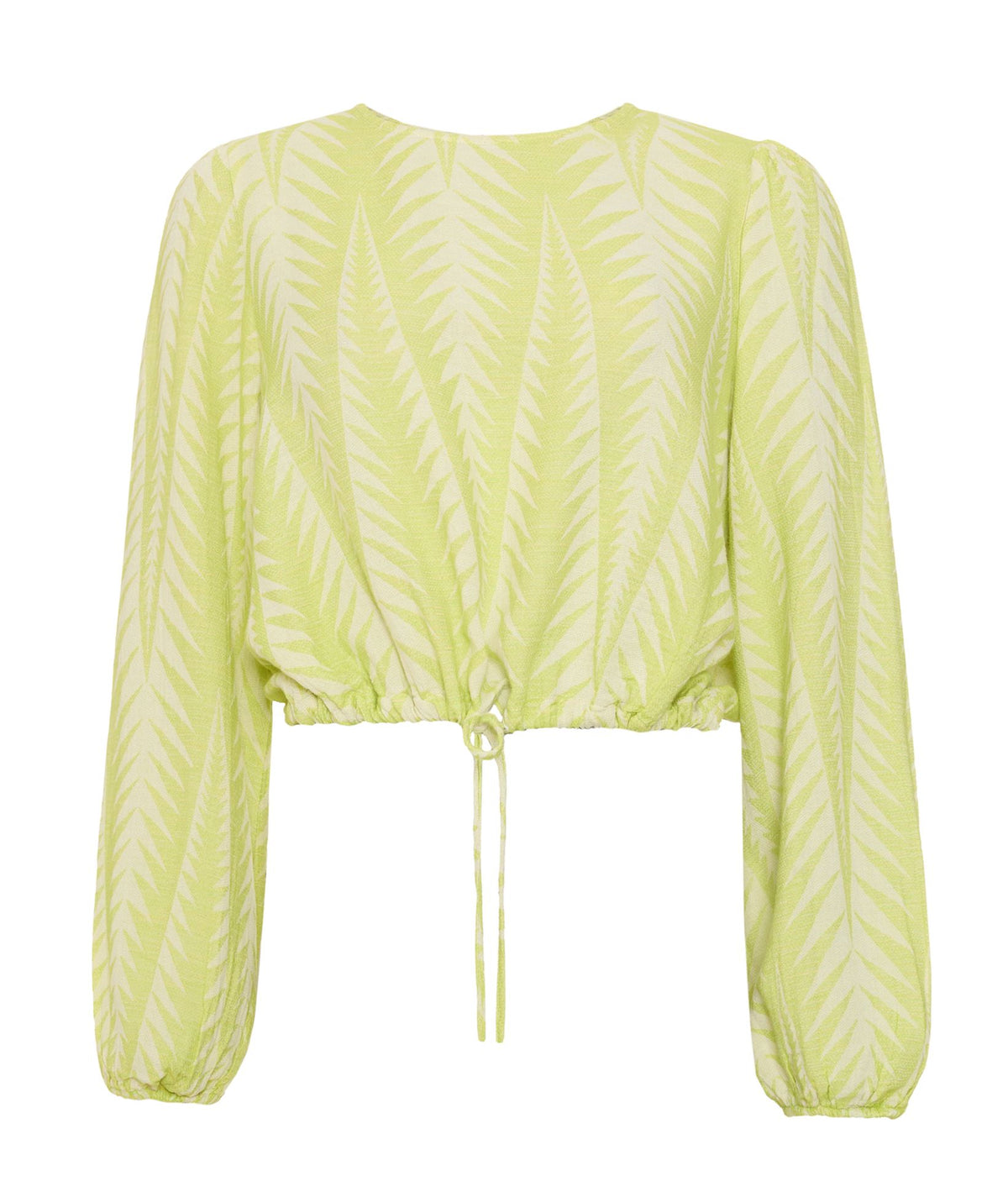 Pearl & Caviar | Lime cotton silk jacquard Finikas cropped blouse