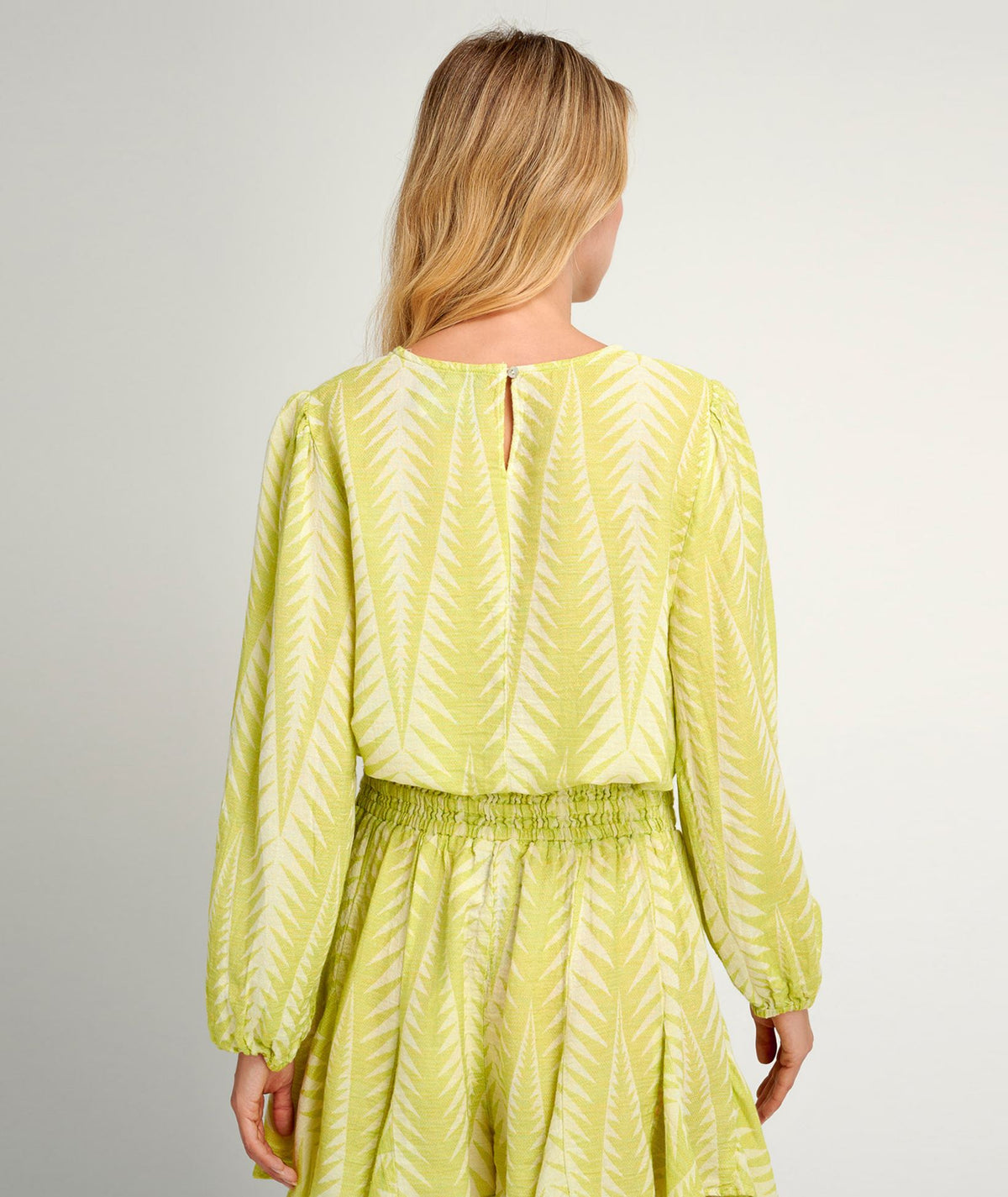 Pearl & Caviar | Lime cotton silk jacquard Finikas cropped blouse