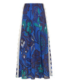 Pearl & Caviar | Blue printed cotton lace embellished Santorini midi skirt