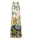 Pearl & Caviar | Multicolor printed linen Monemvasia halter midi dress