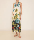 Pearl & Caviar | Multicolor printed linen Monemvasia halter midi dress