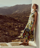 Pearl & Caviar | Multicolor printed linen Monemvasia halter midi dress