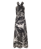 Pearl & Caviar | Black ivory printed cotton Apollonia halter midi dress