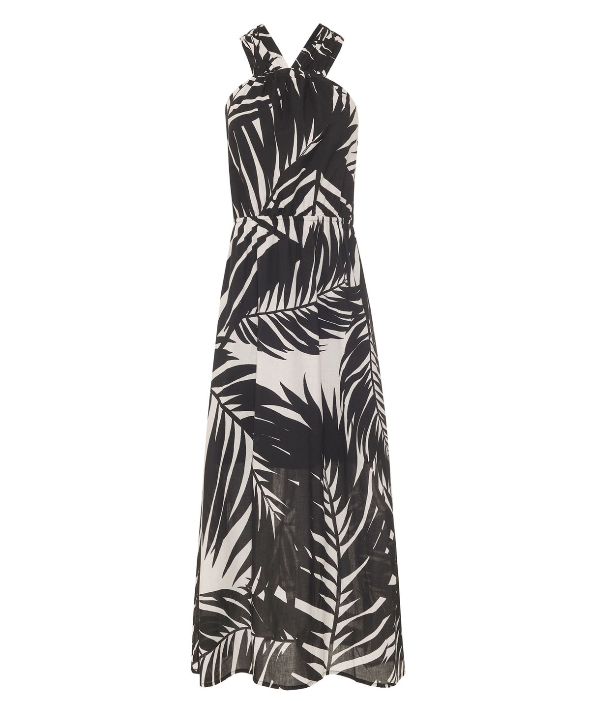Pearl & Caviar | Black ivory printed cotton Apollonia halter midi dress