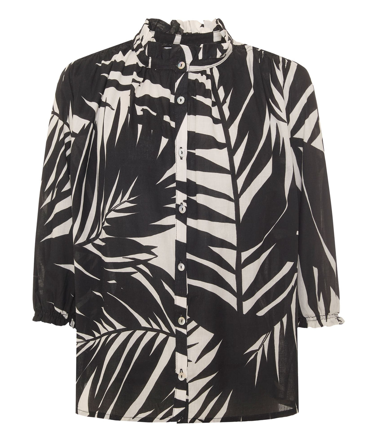 Pearl & Caviar | Black ivory printed cotton Apollonia shirt