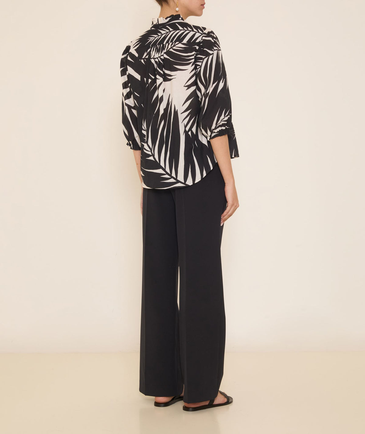 Pearl & Caviar | Black ivory printed cotton Apollonia shirt