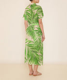Pearl & Caviar | Ivory green printed broderie cotton Tropical midi dress