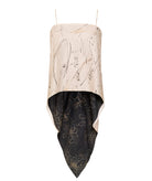 Kourbela | Black ecru printed double-face Ikebana Shape asymmetric top