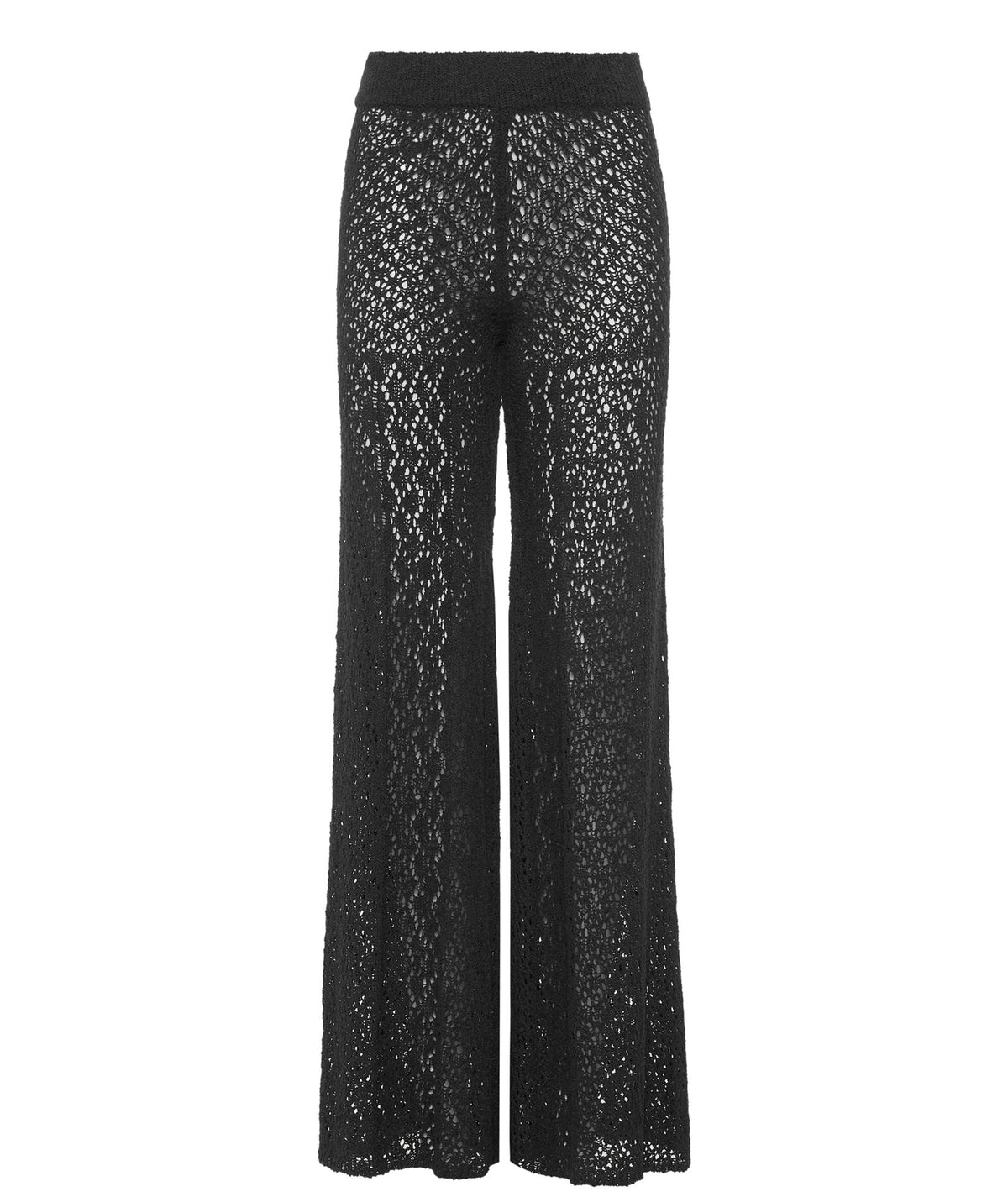 Kourbela | Black cotton crochet Grunge Romance pants