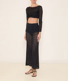 Kourbela | Black cotton crochet Grunge Romance pants