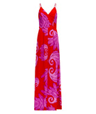 Themis Z | Red purple printed V-neck Lydia strappy maxi dress
