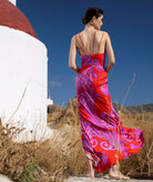 Themis Z | Red purple printed V-neck Lydia strappy maxi dress