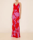 Themis Z | Red purple printed V-neck Lydia strappy maxi dress