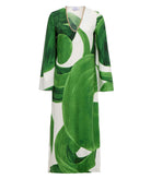 Themis Z | Green white printed V-neck chain embellished Artemis midi dress