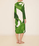 Themis Z | Green white printed V-neck chain embellished Artemis midi dress