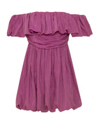 Lace | Fuchsia cotton off shoulder ruffled Melia mini dress