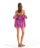 Lace | Fuchsia cotton off shoulder ruffled Melia mini dress