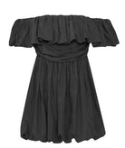 Lace | Black cotton off shoulder ruffled Melia mini dress