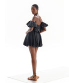 Lace | Black cotton off shoulder ruffled Melia mini dress