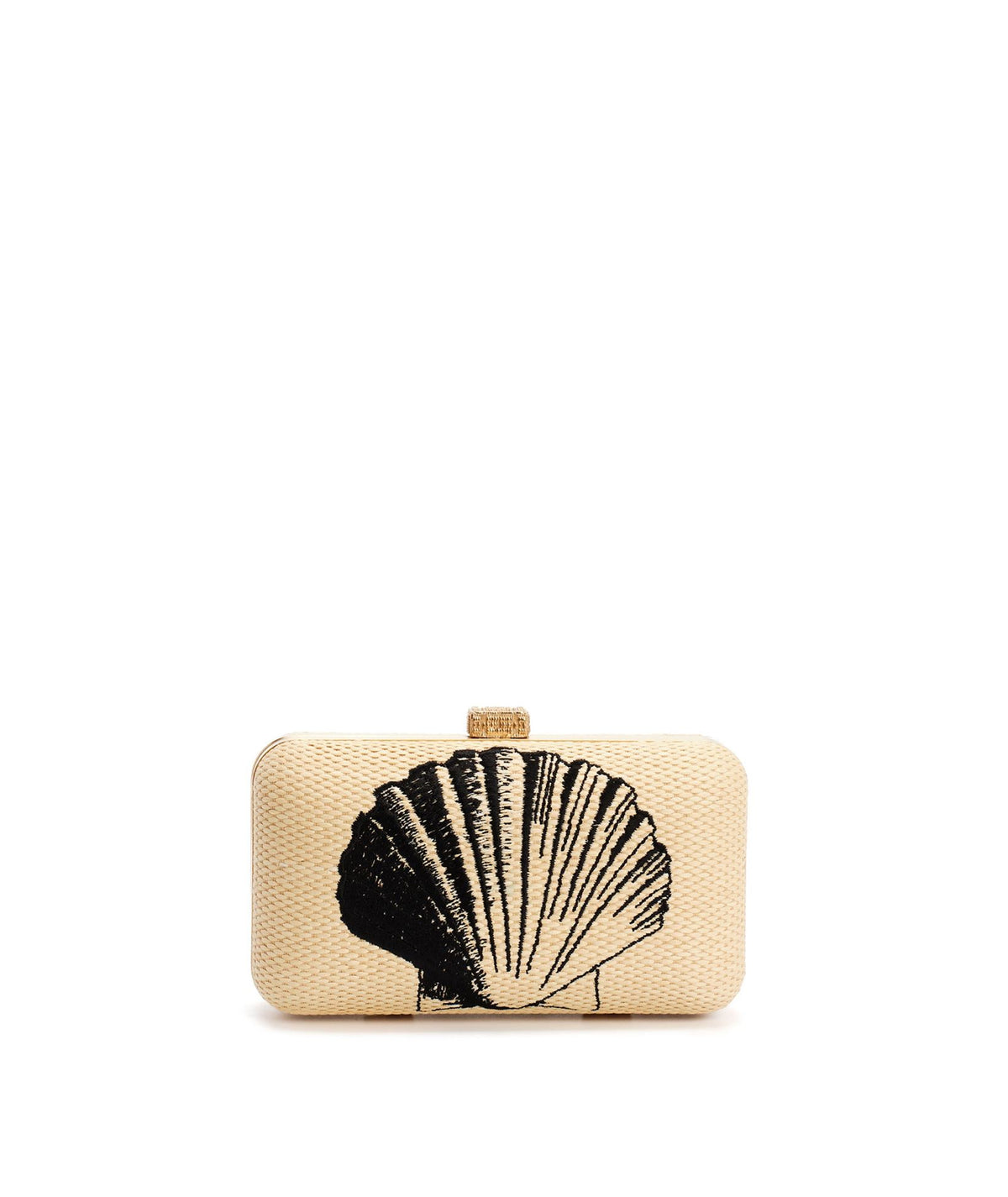 Zeus+Dione | Beige black straw Myrti clutch bag