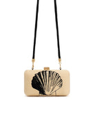 Zeus+Dione | Beige black straw Myrti clutch bag