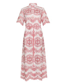 Evi Grintela | White red linen embroidered Valerie shirt dress