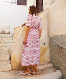 Evi Grintela | White red linen embroidered Valerie shirt dress