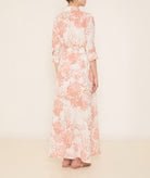 Evi Grintela | Orange white printed linen Valerie belted long shirt dress