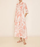 Evi Grintela | Orange white printed cotton Carine midi shirt dress