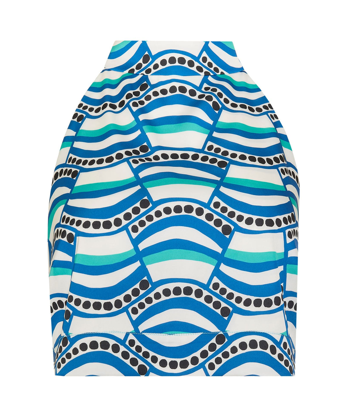 The Artians | Blue white printed Savati halter cropped top