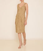 Stelios Koudounaris | Champagne plisse bustier dress