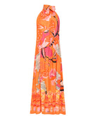Laviate | Orange multicolor floral cotton halter midi dress