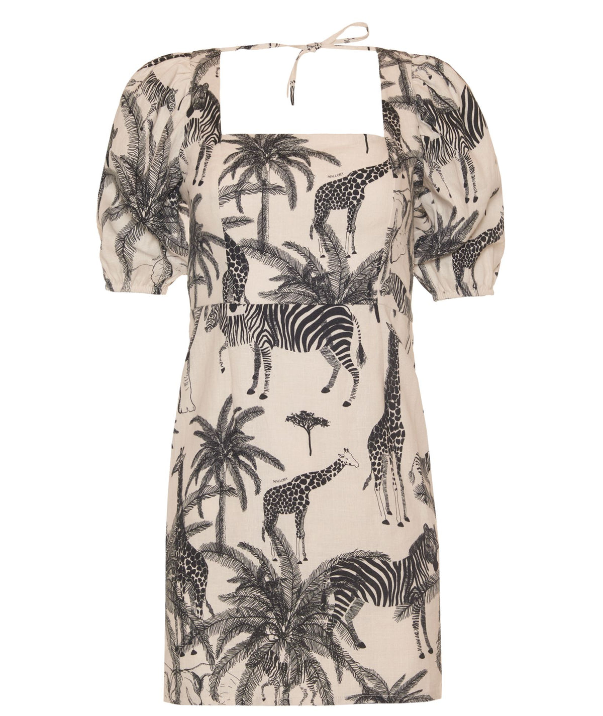 Mallory The Label | White black printed linen Mirage mini dress