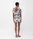 Mallory The Label | White black printed linen Mirage mini dress