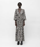 Mallory The Label | Black white zebra printed Sefara belted maxi dress