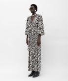 Mallory The Label | Black white zebra printed Sefara belted maxi dress