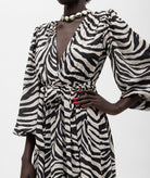 Mallory The Label | Black white zebra printed Sefara belted maxi dress