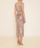 Zoya | Gold V-neck sleeveless maxi wrap dress
