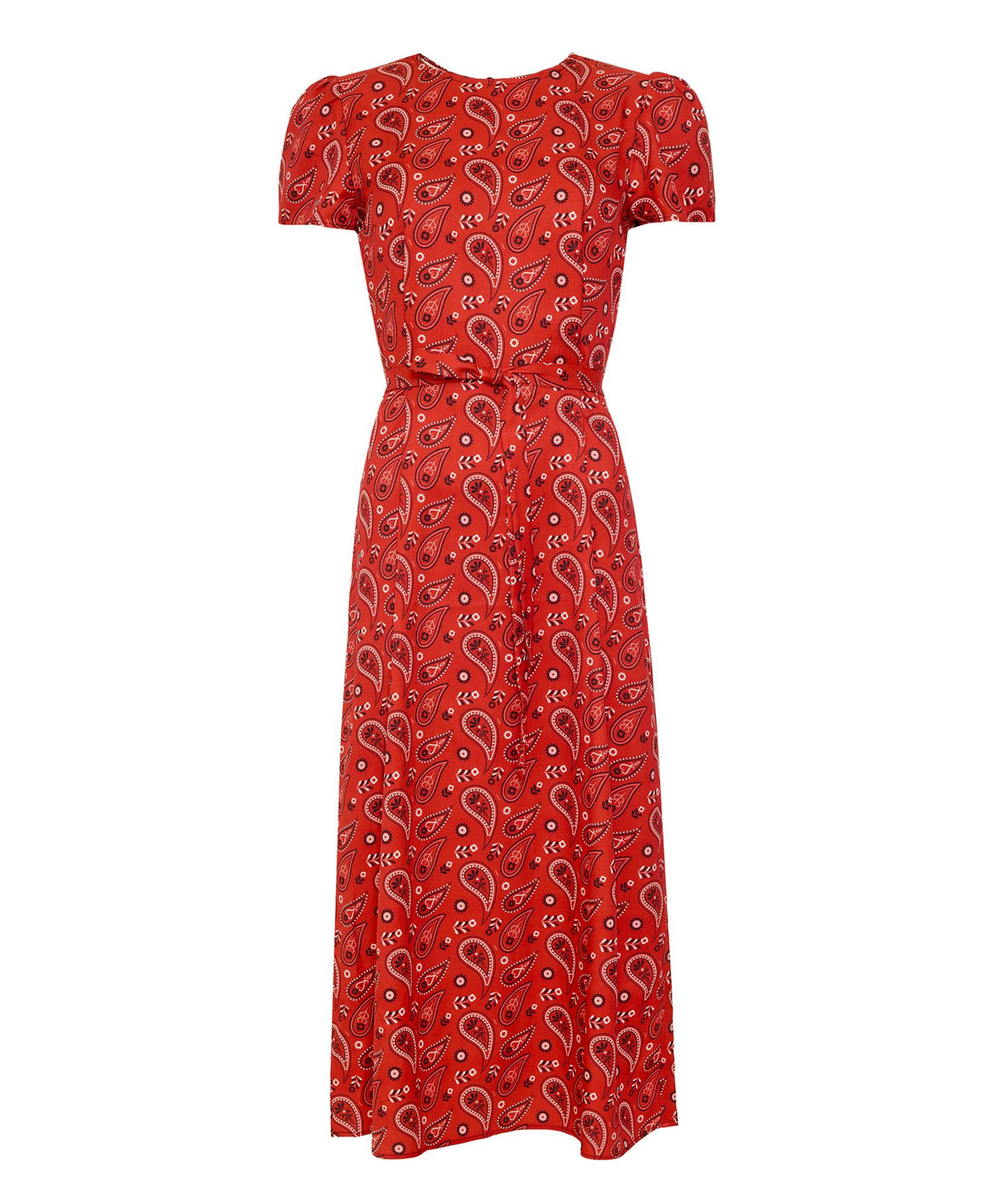 Emmanuela Swimwear | Red printed Ciara belted midi dress