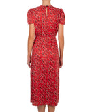 Emmanuela Swimwear | Red printed Ciara belted midi dress